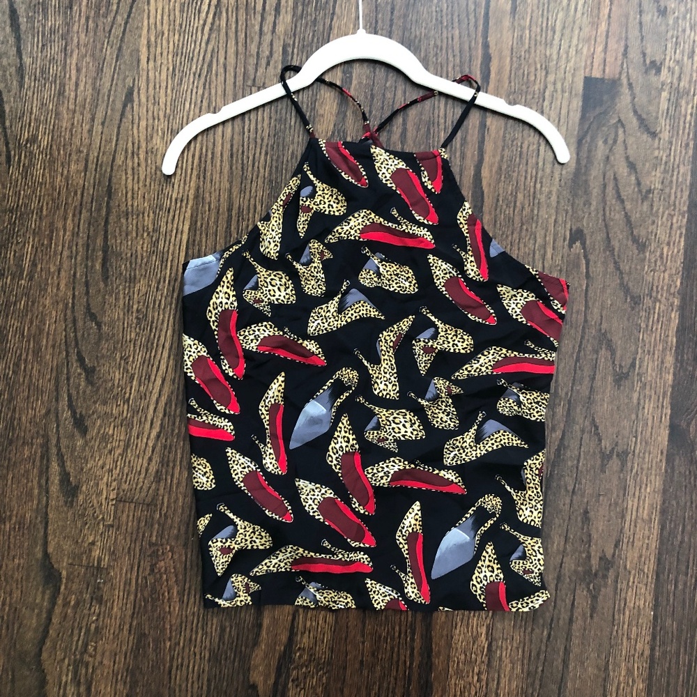 Vintage Nicole Miller cheetah shoes print top